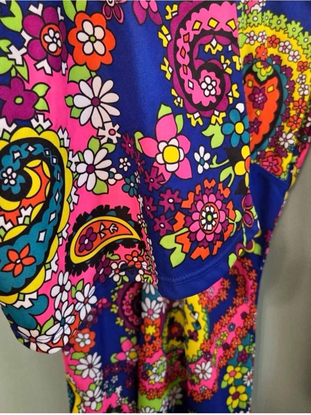 Leg Avenue Vibrant Paisley Long Sleeve 70s  Dress Wide Sleeve‎ With Belt Cosplay - Picture 7 of 7